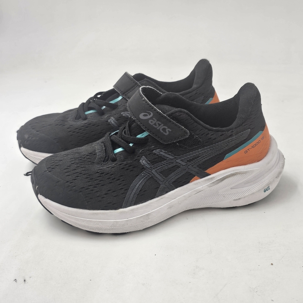 ASICS GT 1000 13 PS Kids Sneakers Black Teal Orange Size 1 Hook Loop - Picture 7 of 12